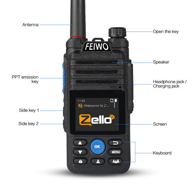 FeiWo B5 Global Walkie-Talkie:Long Range for Family, Construction, Logistics, Transportation, Hotels, Shopping Malls, Outdoors and Emergency Rescue Encrypted Two Way Radios